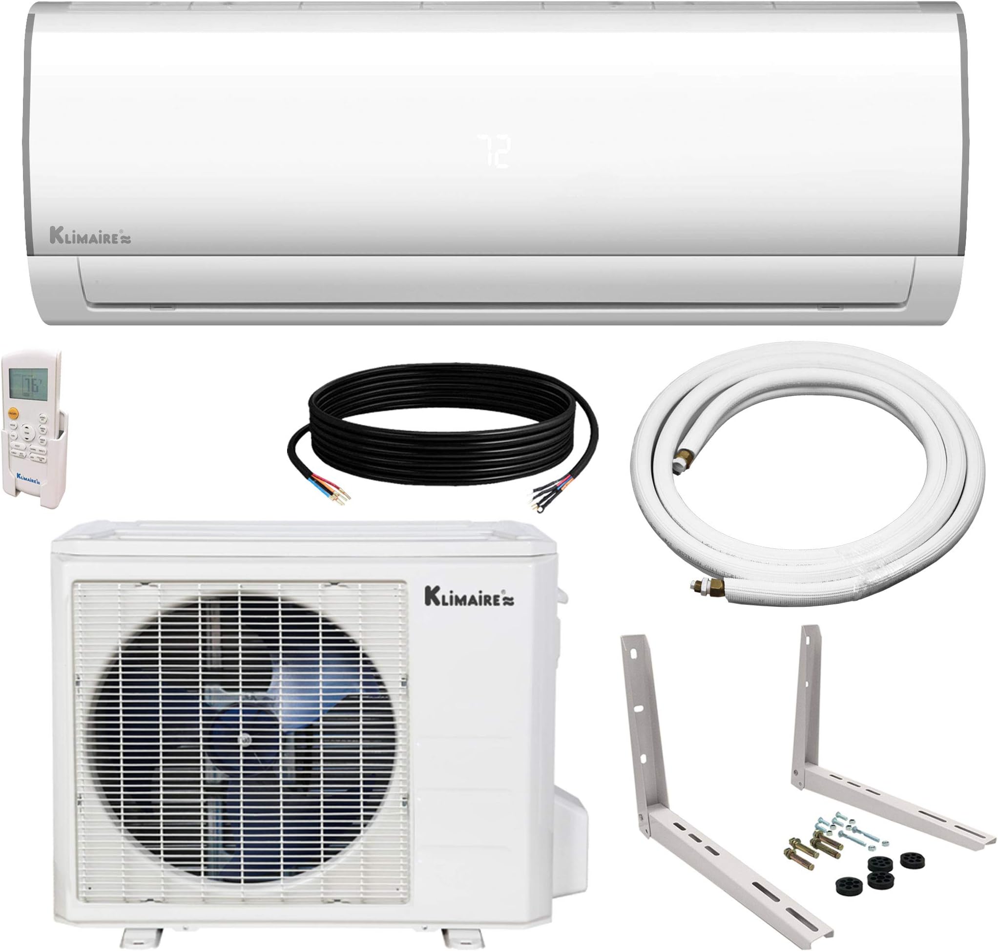 Klimaire Ductless Mini-Split Inverter Air Conditioner Heat Pump System with 15 Ft. Installation Kit (24K BTU_230V)