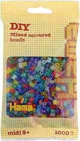 Hama Beads Bag 1000 Midi Fuse Beads Mosaic Arts Craft Glitter Mix 54