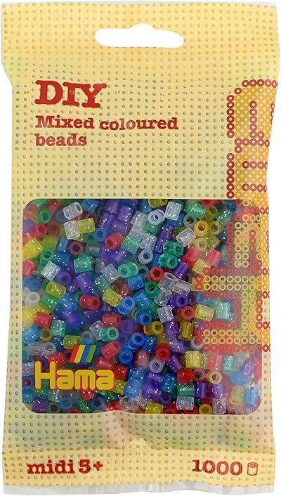 Hama Beads Bag 1000 Midi Fuse Beads Mosaic Arts Craft Glitter Mix 54