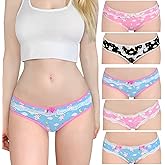 Littleforbig Women's Ladies Soft Cotton Underwear Comfortable Hipster Briefs 5 Colorful Pack Panties Set - Bedtime Bunny