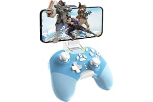 AGHI iPhone Controller with Phone Clip, Wireless Bluetooth Gaming Controller for iPhone/Apple Arcade MFi Games/PC/Switch/Steam with Macro/Lock Joystick Speed/6-Axis/Motors/Turbo/ABXY FUN Switch - Blue