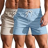 Oymyakon Men's 5 Inch Shorts Cotton Casual Shorts Summer Classic Fit Elastic Waist Workout Short with Pockets