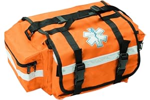 NOVAMEDIC Professional Empty Orange First Responder Bag, 17" x 9" x 7", EMT Trauma First Aid Carrier for Paramedics and Emergency Medical Supplies Kit, Lightweight and Durable