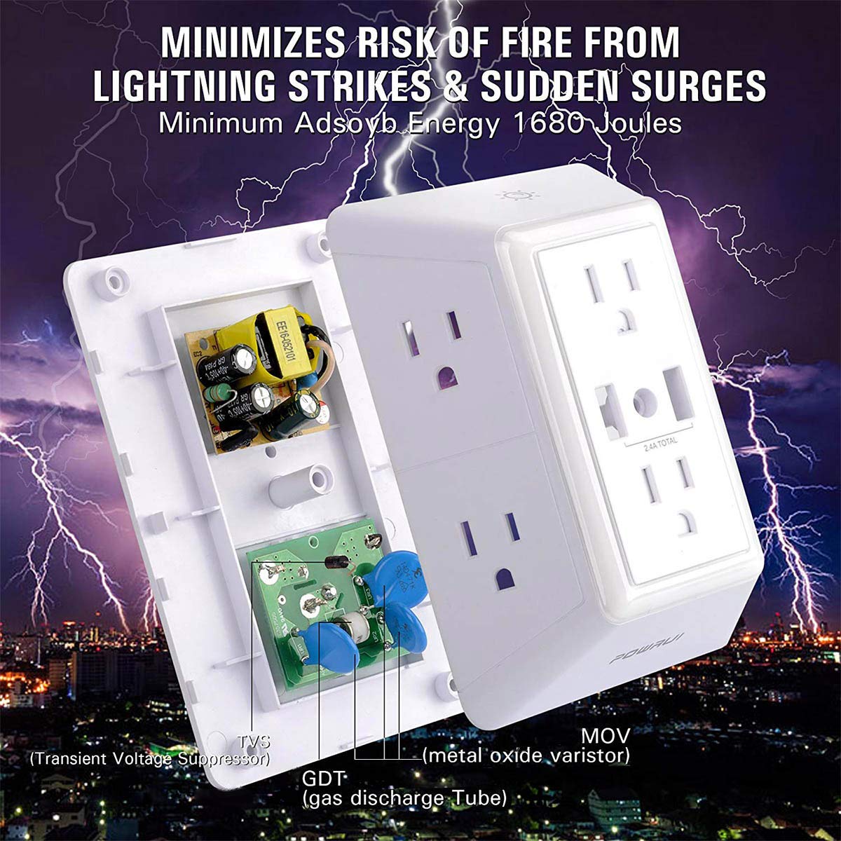 Mua USB Wall Charger, Surge Protector, POWRUI 6Outlet Extender with 2