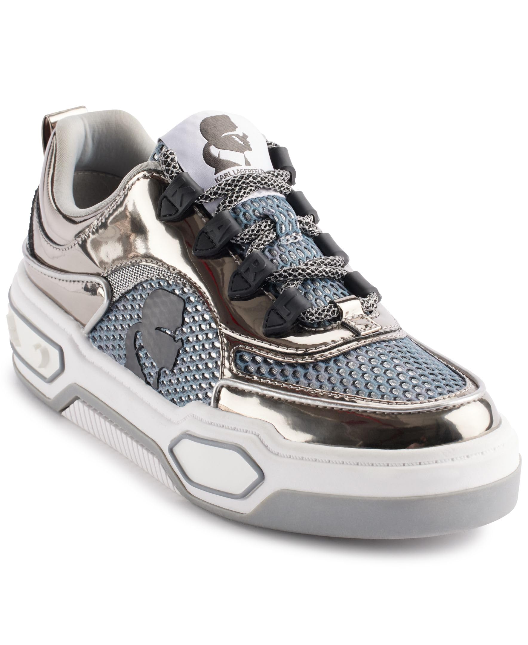 Karl Lagerfeld Paris Women’s Colden Everyday Lace Up Sneaker, Pewter, 6.5