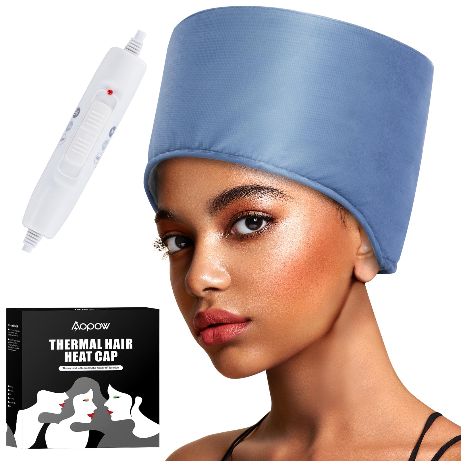 Hair Cap Treatment Steamer - Deep Conditioning Thermal Heat Caps Electric for Afro Hair Hot Care Hat Home Spa with 2 Mode/Blue (UK Plug)