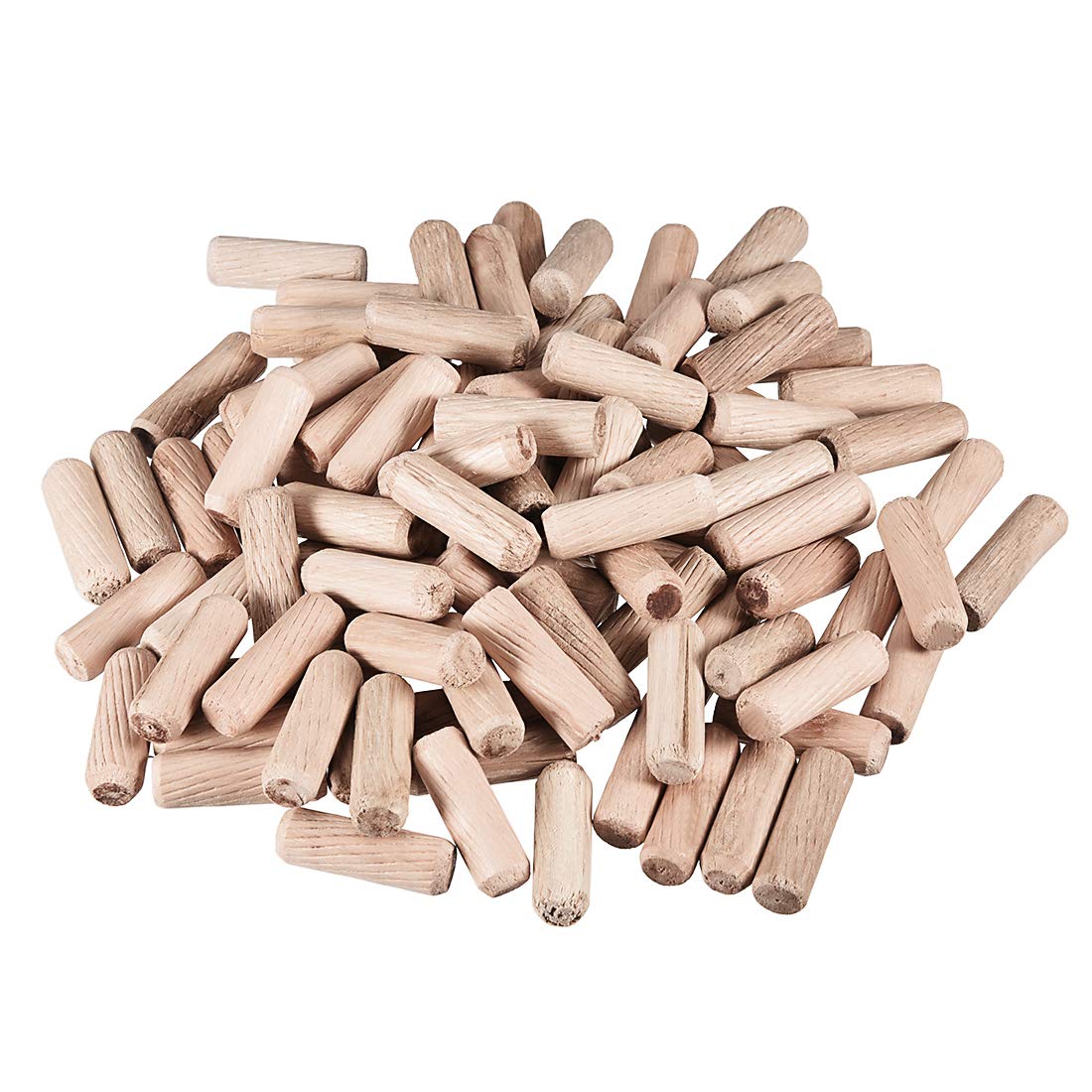 sourcing map 0.39"x1.18"(10x30mm) Wooden Dowel Pin Wood Kiln Dried Fluted Beveled Hardwood 100pcs