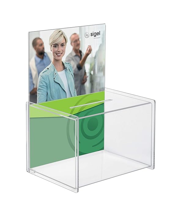 SIGEL VA150 Aktionsbox / Losbox, mit Einstecktafel für A4, Acryl, 22,5 x 17 x 30 cm - weitere Modelle