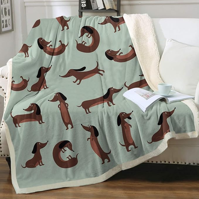 dachshund print blanket