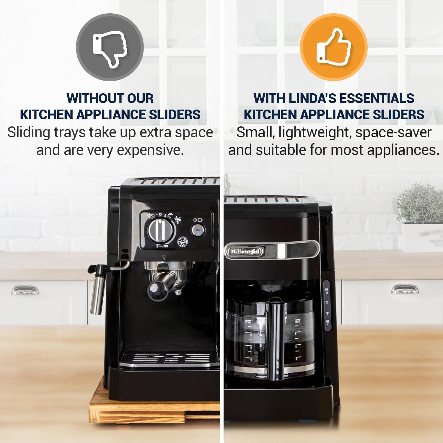 Appliance Sliders for Kitchen Appliances (16 Pack) - Self Adhesive Small Appliance Slider for Kitchen Use, Small Furniture Sliders, Effortlessly Moves Your Coffee Makers, Blenders, Air Fryers & More