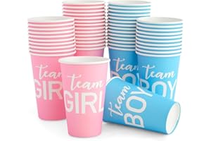BLUE PANDA Paper Party Cups, Gender Reveal Party Supplies (12 oz, Pink and Blue, 50-Pack)