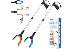 REWKCY 34" Grabber Reacher Tool, 2-Pack Foldable Reacher Grabber Pickup Tool with 360° Rotating Jaw & Magnets, Grabber Tool Heavy Duty
