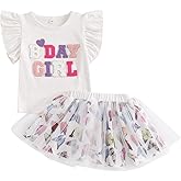 Toddler Birthday Dress Outfit Birthday Girl Embroidery Ruffle Shirt Princess Mesh Tutu Skirt Party Gifts for Girls