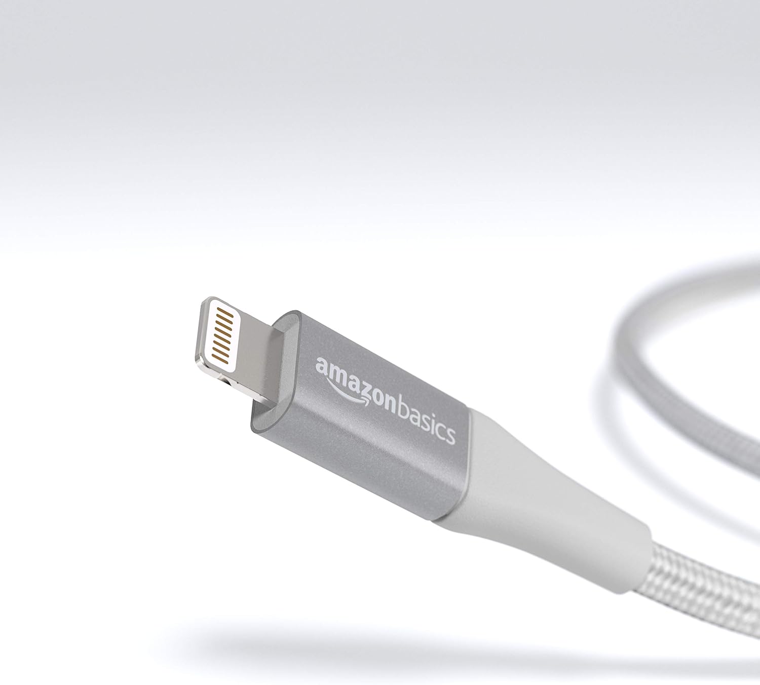 Basics Double Braided Nylon Lightning to USB Cable, Advanced Collection, MFi Certified Apple iPhone Charger, Silver, 10 Feet