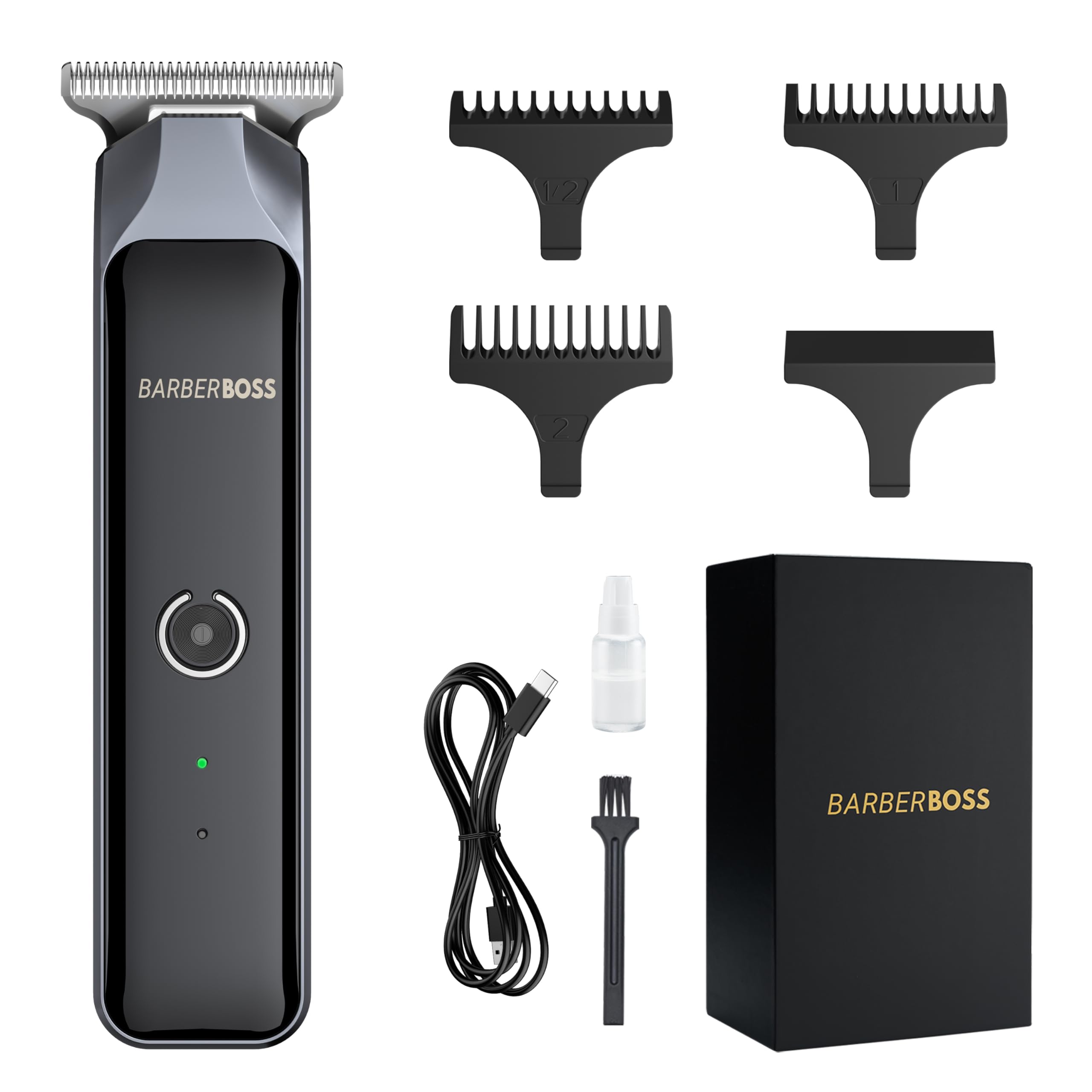 Barberboss Men's Grooming Kit, Cordless Hair Trimmer, Haircut Clippers, Beard Trimmer with 3 Guide Combs, Men's Grooming Kit QR-2071