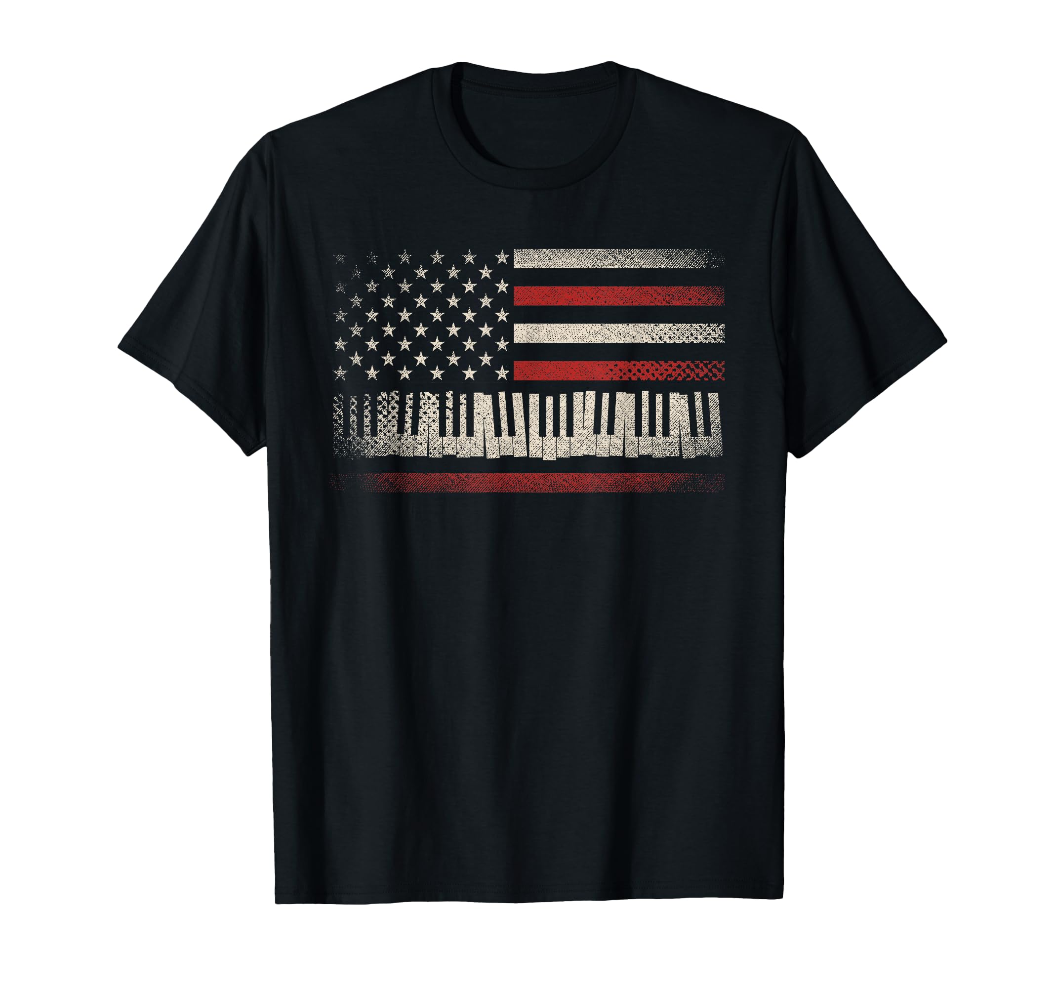 Proud American Pianist US Flag Keyboard Musician Piano T-Shirt