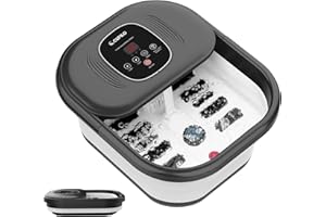 CuPiLo Foot Spa Bath Massager with Heat, Collapsible Foot Massager Spa Soaking Tub with Bubbles, Red Light, Pumice Stone, and Shiatsu Massage Rollers, Pedicure Foot Spa for Relaxation, Gifts