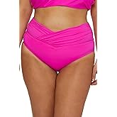 BECCA ETC. Women's Marble Canyon Plus Size Shirred V-Front Hipster Bikini Bottom, Cheeky Coverage, Swimwear Separates