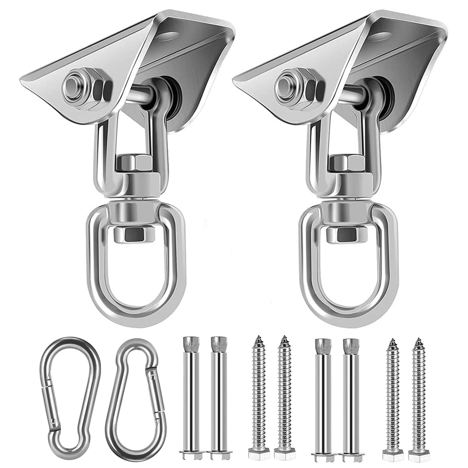Ceiling Hook Hanging Chair Swing Suspension with Screw 450 kg Capacity Stainless Steel 360° Rotation for Hanging Chair Hammock Punch Bag Sling Trainer Yoga Towel Sun Sail Nest Swing (Pack of 2)