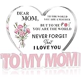 SKYDUE Gifts for Mom from Daughter Son, Heart Shaped "To My Mom" Acrylic Plaque - Meaningful Desk Decor Christmas Gift for Mother, Unique Birthday, Mother's Day, Christmas, Thanksgiving Day Gift Idea