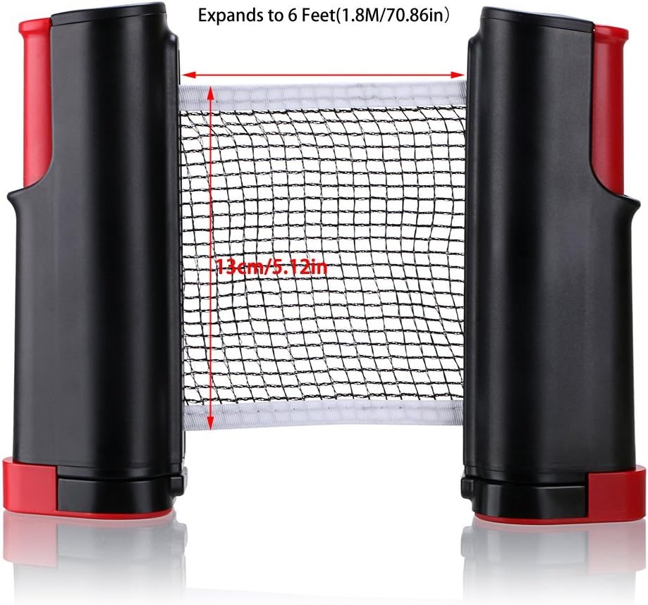 Hipiwe Retractable Table Tennis Net Replacement, Ping Pong Net and Post, 6 Feet(1.8M, Fits Tables Up to 2.0 inch （5.0 cm） (Black) : Sports & Outdoors