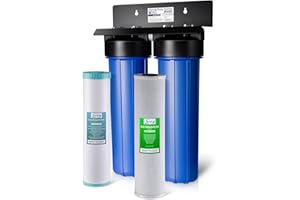 iSpring WGB22BM 2-Stage Whole House Water Filter System w/ Carbon Block and Iron & Manganese Reducing Filters