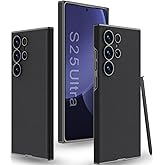 TOPSEM for Samsung Galaxy S25 Ultra Leather Case, Luxury Skin Feel Vegan Leather, Premium Vintage Luxury PU Flexible Bumper Non-Slip Grip Shockproof Protective Cover for Samsung S25 Ultra(Black)