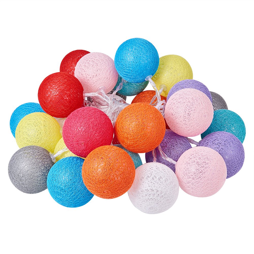 XianghuangTechnology Cotton Ball Lights LED Fairy Lights Battery Powered String Lights for Wedding Garden Decoration (30 Lights,480cm)