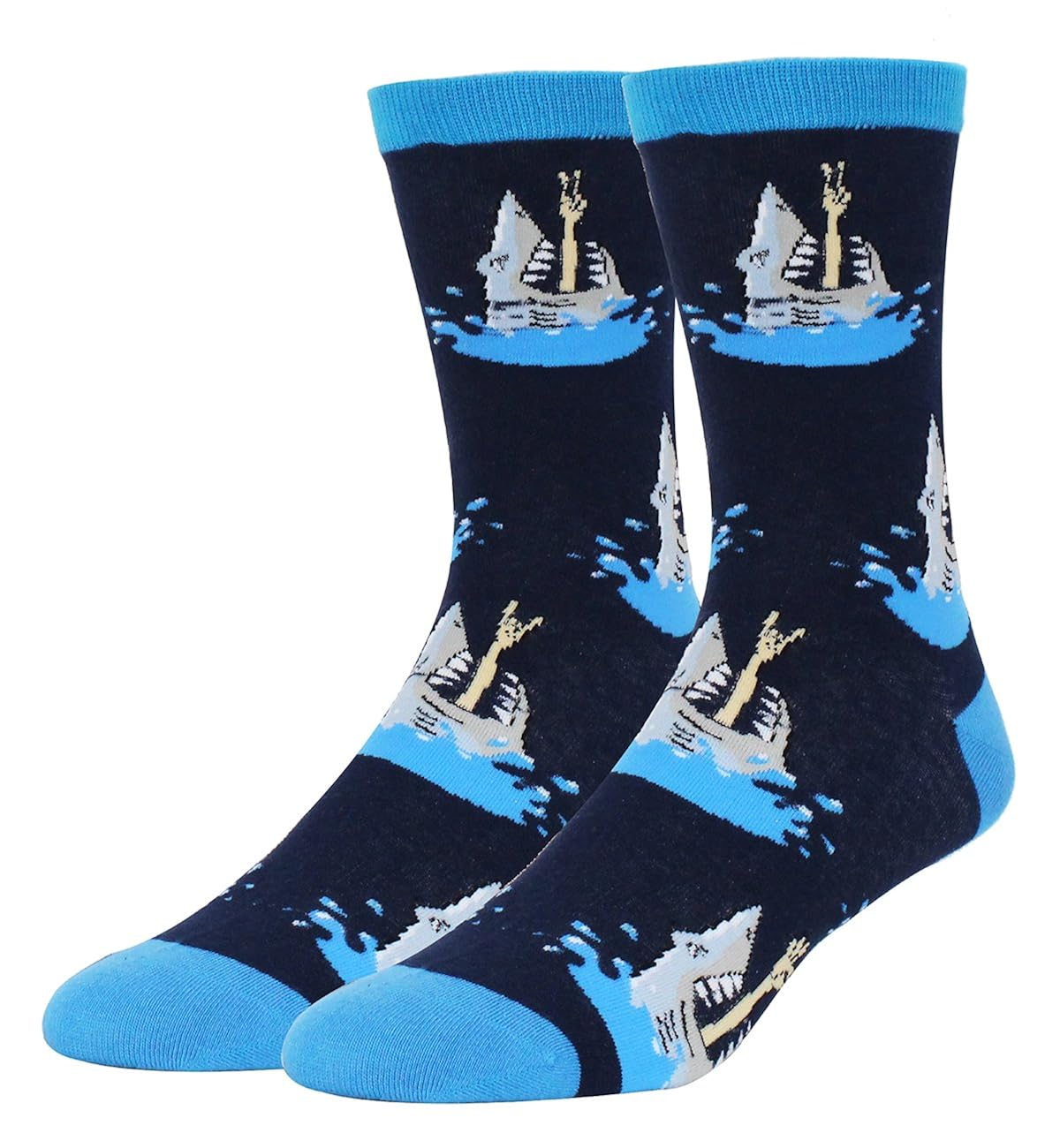 Men's Novelty Funny Shark Narwhal Crew Socks Crazy Funky Whale Llama Pattern Cool Cotton Socks