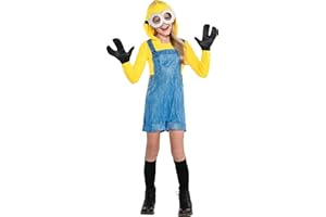 Party City Minion Halloween Costume for Girls, Minions: The Rise of Gru, Hooded Romper, Goggles, Gloves