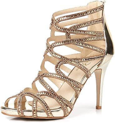 gold evening heels