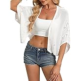 GRACE KARIN Womens Summer Crochet Cardigans, Short Sleeve Cropped Bolero Shrug, Lightweight Open Front Sweater Outwear