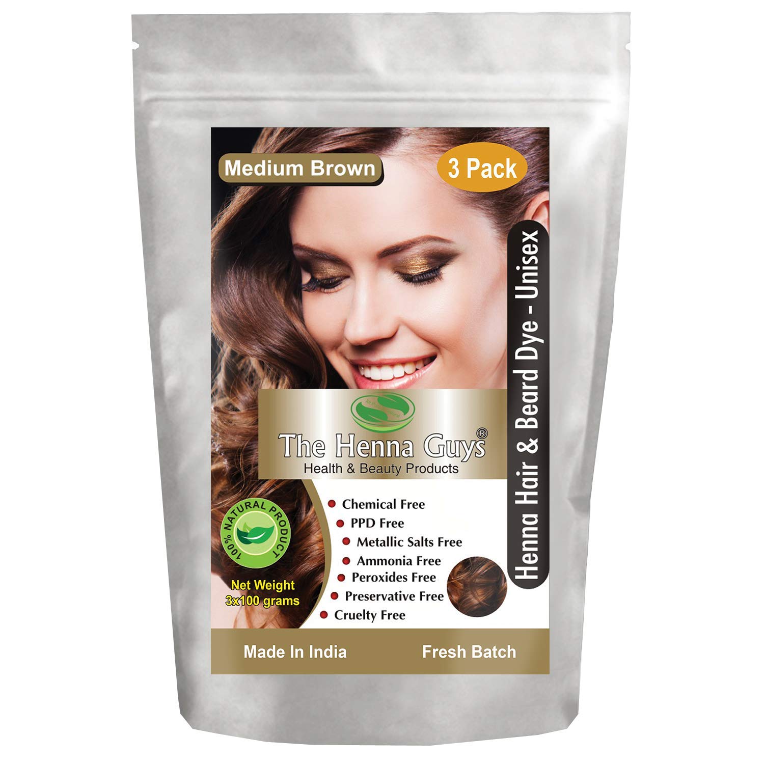 Buy 3 Pack Medium Brown Medium Brown Henna Hair Beard Dye