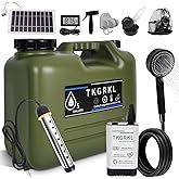 Camping Shower with Heater and 5-Gallon Water Jug, 6000mAh Rechargeable Portable Shower, 1500w Immersion Heater with Auto Shu