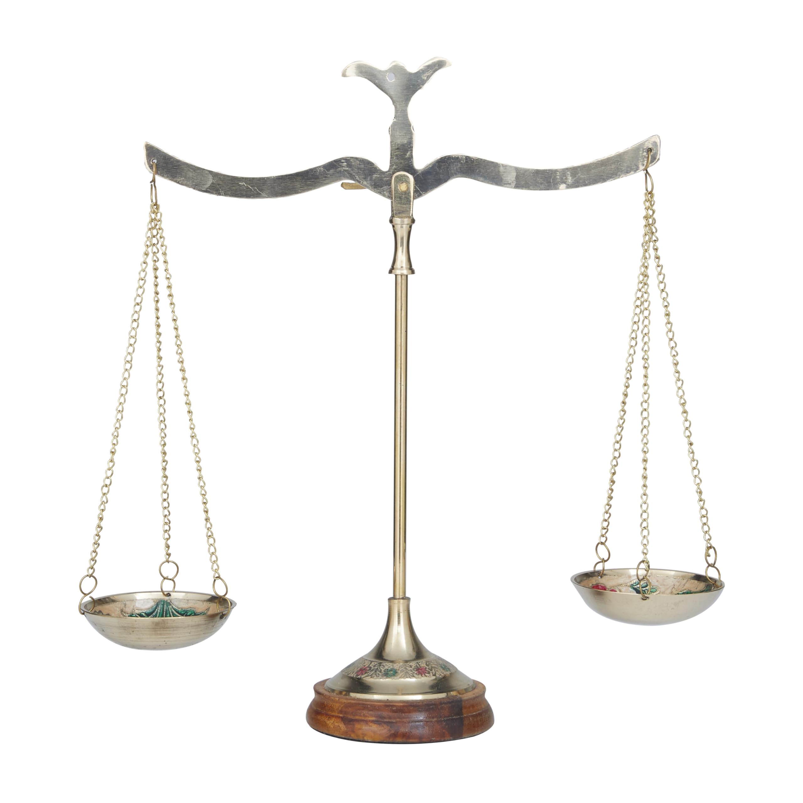 Deco 79 Metal Small Vintage Style Decorative Scales with Red and Green Floral Accents, 12