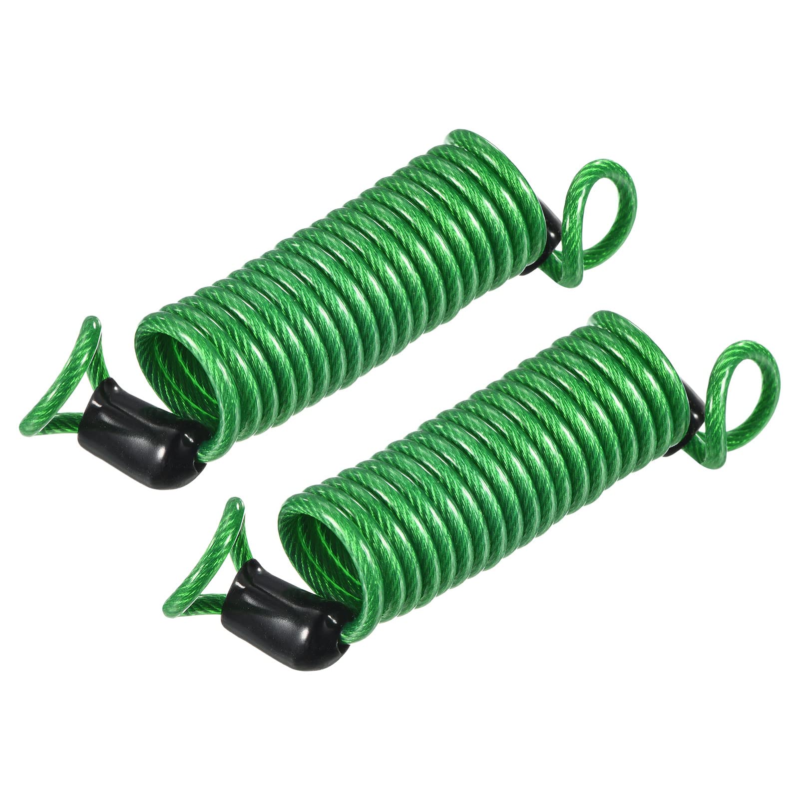 PATIKIL Security Steel Cable 2.5mm x 1m/3.28ft Coated Spring Luggage Lock Wire Rope with Double Loop Green 2 Pack