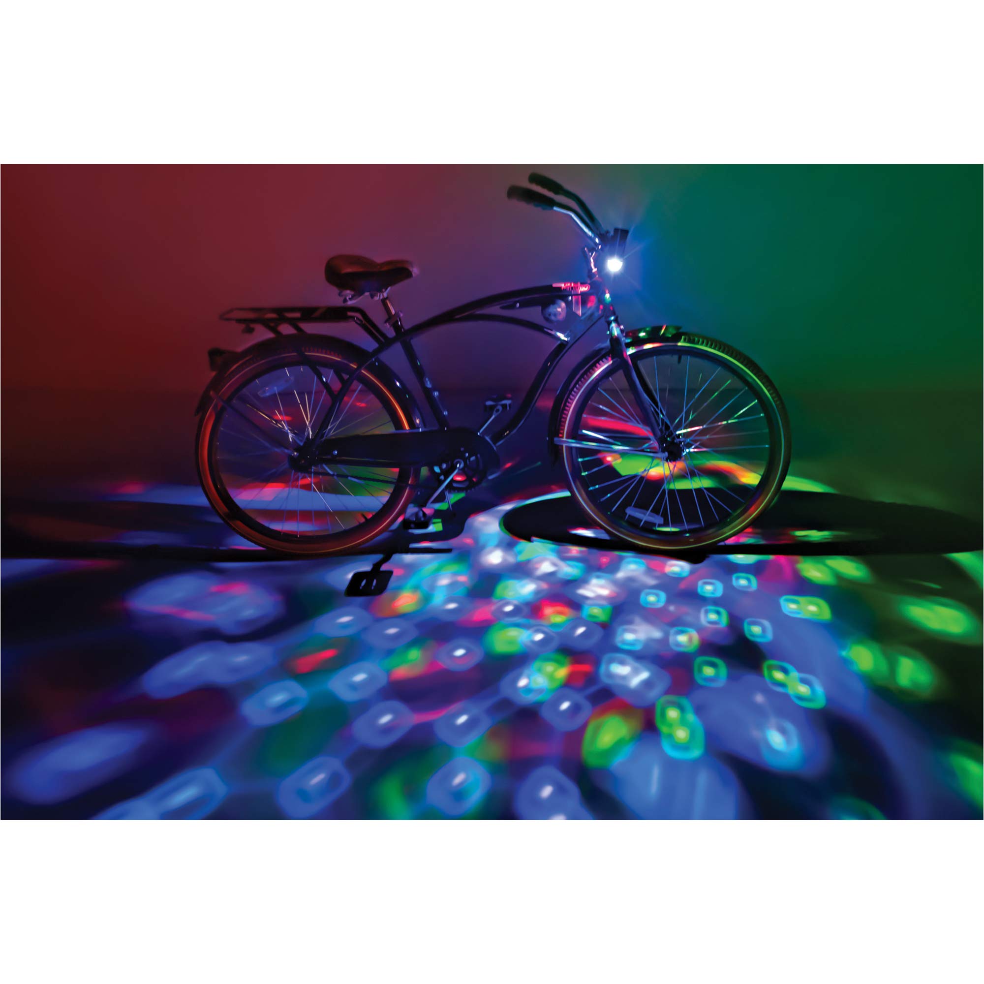 Brightz CruzinBrightz Disco Party LED Bike Light, Tri-Colored - Blinking Swirling Color Patterns - Bicycle Light for Riding at Night - Mounts to Handlebar or Bike Frame - Fun Bike Accessories