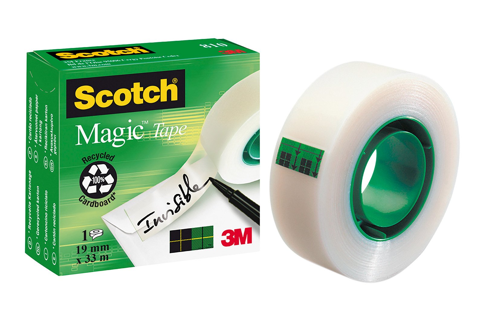 Scotch Brand 55851 Adhesive Tape, Invisible, Permanent, 19 mm x 33 m, Pack of 12