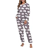 PrinStory Fluffy Pajamas for Women Soft Fleece Warm Pajama Set Fuzzy Pjs Winter 2 Piece Flannel Lounge Sets with Pockets