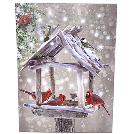 Banberry Designs Cardinal Canvas Print Lighted Wall Art With