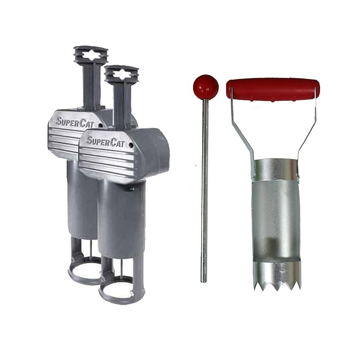 SWISSINNO Spar-Set 2 x Wühlmausfalle SuperCat plus Zubehörset Lochfinder und Lochstanze, Wühlmausabwehr-Set