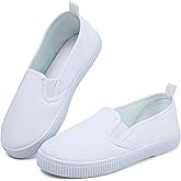 Chaoslook Boy's Girl's Kids White Canvas Shoes for Kids Slip-On Lightweight Sneakers Casual Skin-Friendly Walking Running Shoes(Toddler/Little Kids/Big Kids)