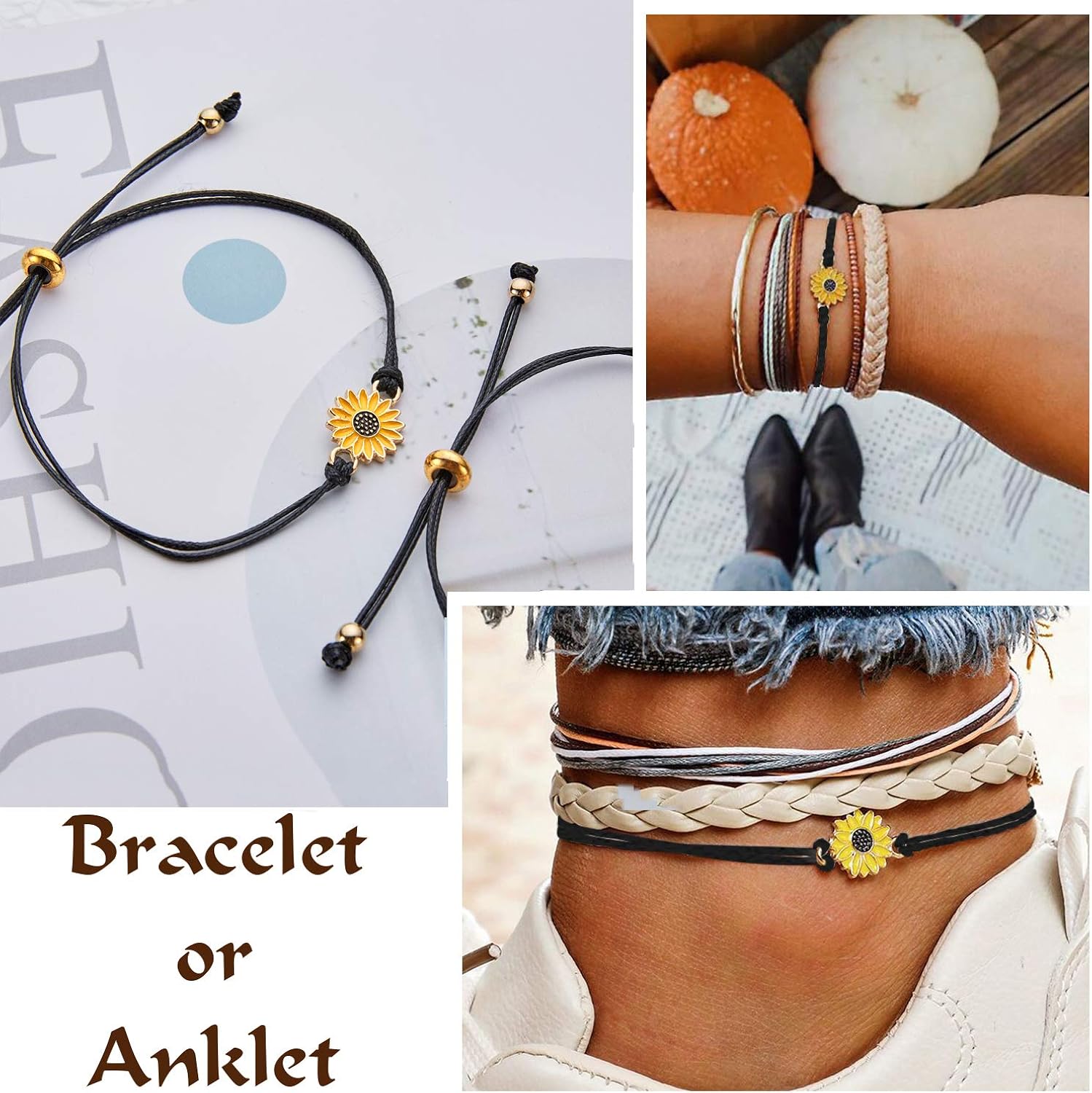 Sunflower Bracelet Pinky Promise Best Friend Bracelets for Women Friendship Bracelets Sunflower Jewelry Gifts for Teen Girls Sister Matching Bracelets: Clothing