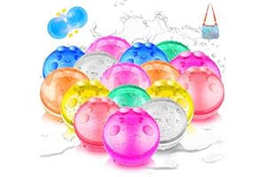 MAKE KIDS SMILE BUBBLE FUN 12 PCS Reusable Water Balloons for Kids Adults Outdoor Activities, Soft Silicone Water Splash Ball with Mesh Bag, Magnetic Water Ball for Kids Pool Beach Bath Toys Summer Fun Party Supplies