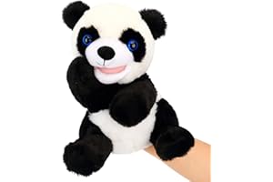 Easfan Panda Hand Puppet Plush Animal Toy with Movable Mouth for Role Play Storytelling Preschool Teaching Birthday Gifts for Kids Boys Girls, 9''