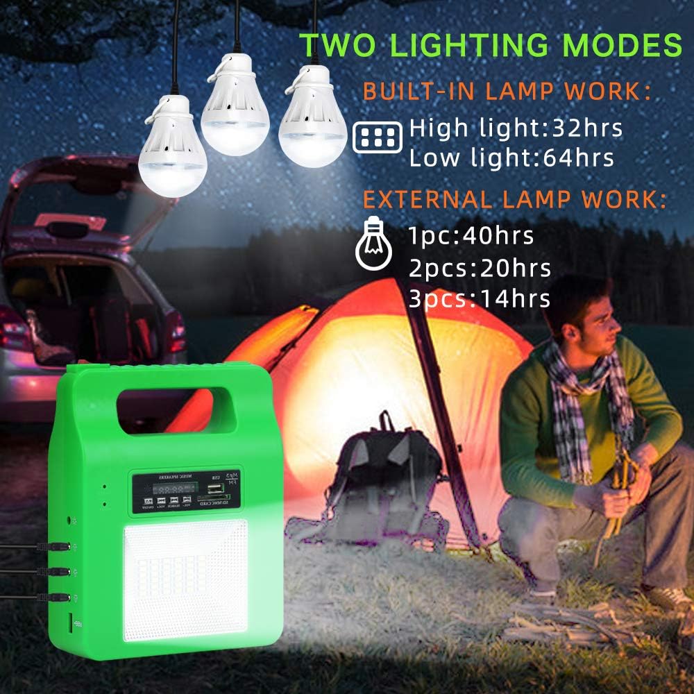 Portable Solar Generator Lighting Kit - 12000mAh Solar Powered Electric Generator System with Solar Panels 3 LED Lamps for Outdoor Camping Home Emergency Backup Power Supply Hurricane : Home Improvement
