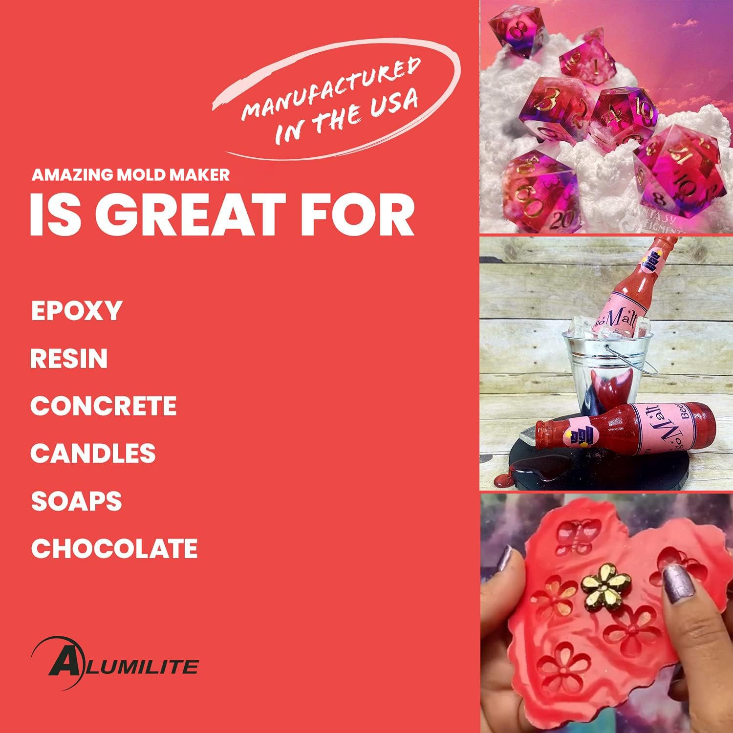 Amazing Mold Maker (1 Gal) – Fast-Curing Platinum Silicone Rubber for Detailed Molds – Food Safe, 30-Min Demold Time – Great for Wax, Soap, Food-Related Arts, Coasters, Jewelry & Other Resin Crafts