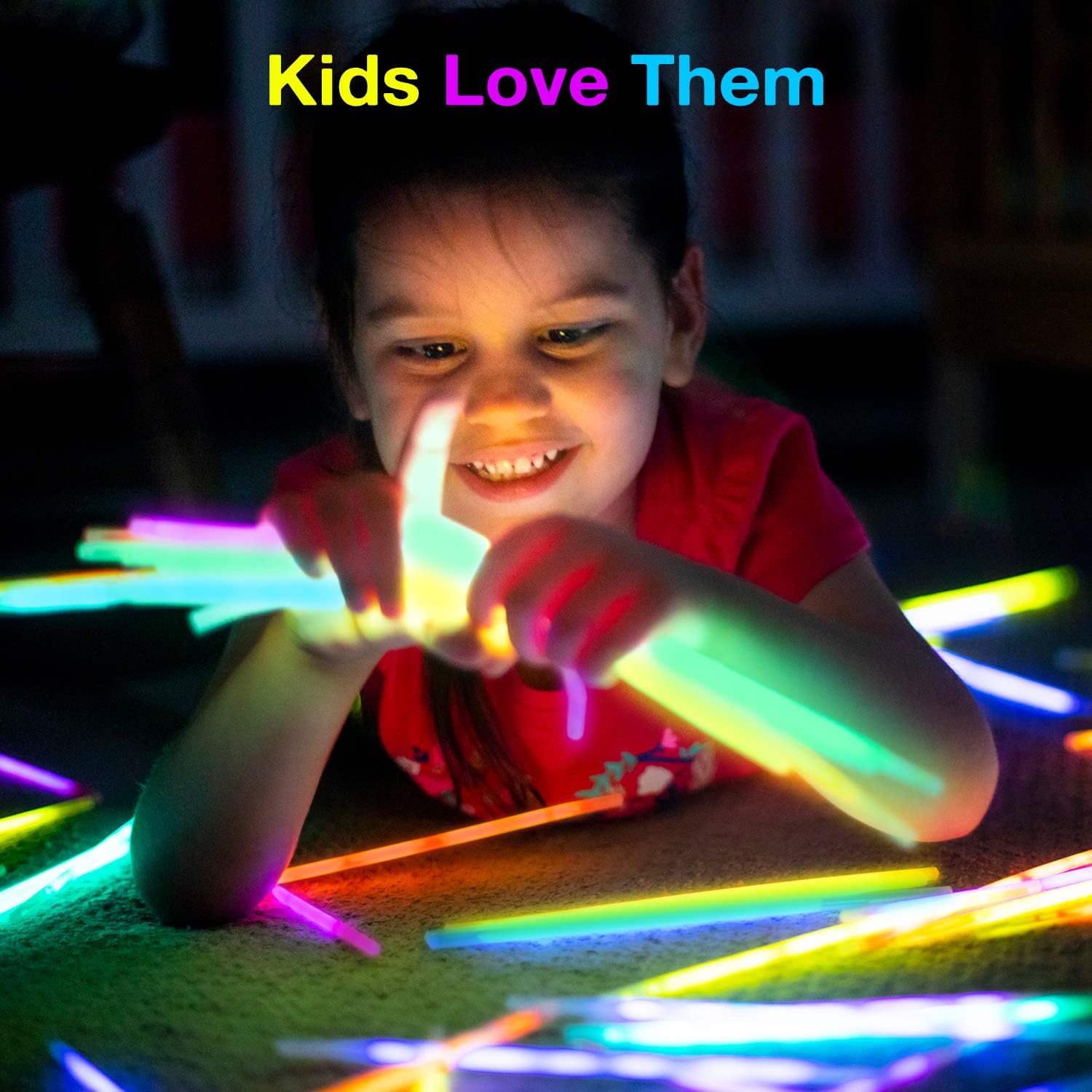 300 Glow Sticks Bulk Party Supplies - Glow in The Dark Fun Party Favors Pack with Connectors, Neon 8 inch Glowsticks Bracelets and Necklaces: Toys & Games
