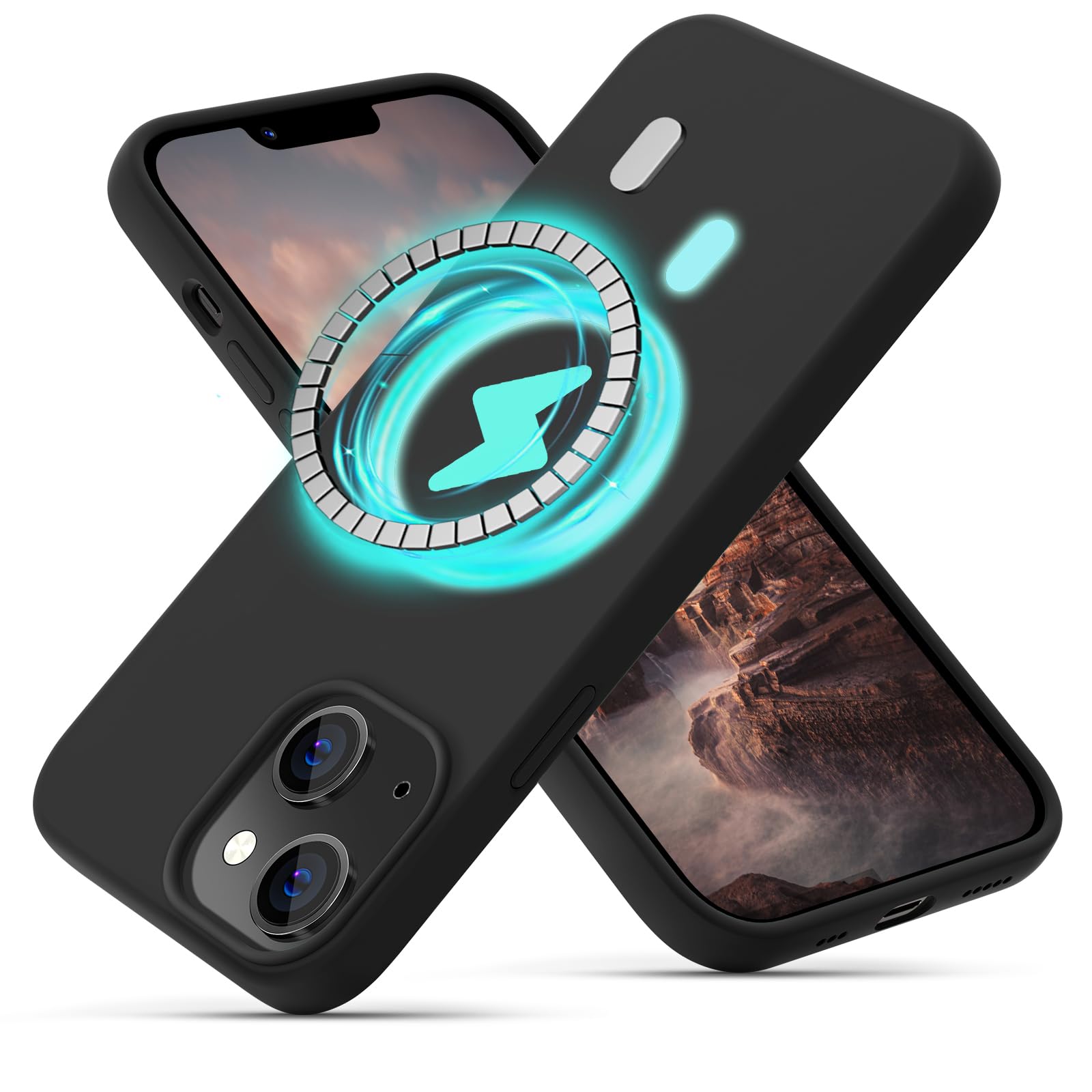 OIIAEE Silicone Case Designed for iPhone 13 Case, Ultra Slim Shockproof Protective Liquid Silicone Phone Case with Soft Anti-Scratch Microfiber Lining, 6.1 inch, Black — image 1