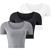 Kindcall Lightweight Crop Tops Slim Fit Stretchy Workout Shirts for Women